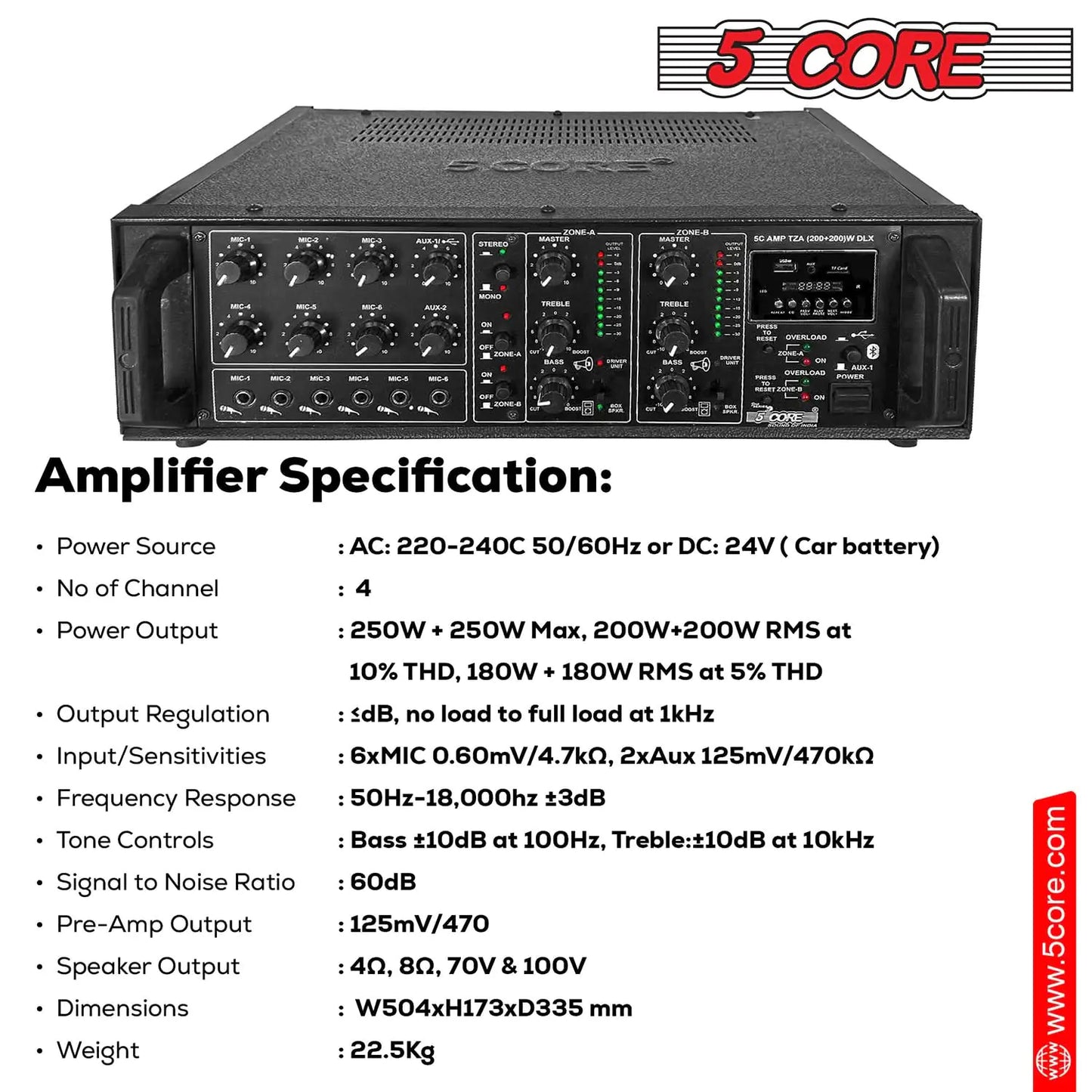 5 Core 4000W PA System Outdoor Indoor Commercial Industrial Grade Paging Kit w/ 32 Wall Speakers